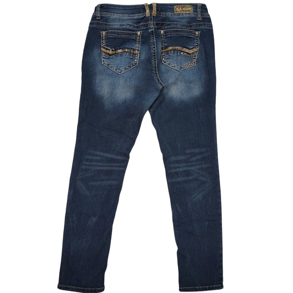 Real Tree Jeans Womens Size 31 Blue Mid Rise Stretch Slim Straight Cut Denim - Picture 3 of 16